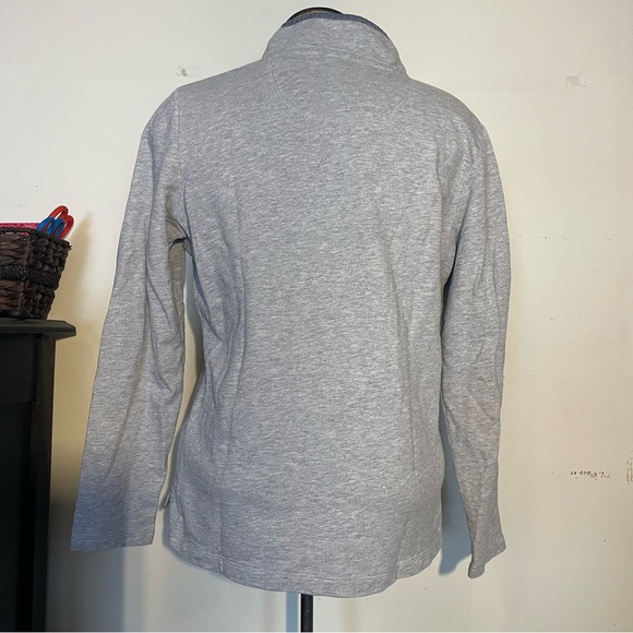 L.L. Bean women’s 4 button 1/4 front sweatshirt size medium gray with blue trim - Picture 2 of 6